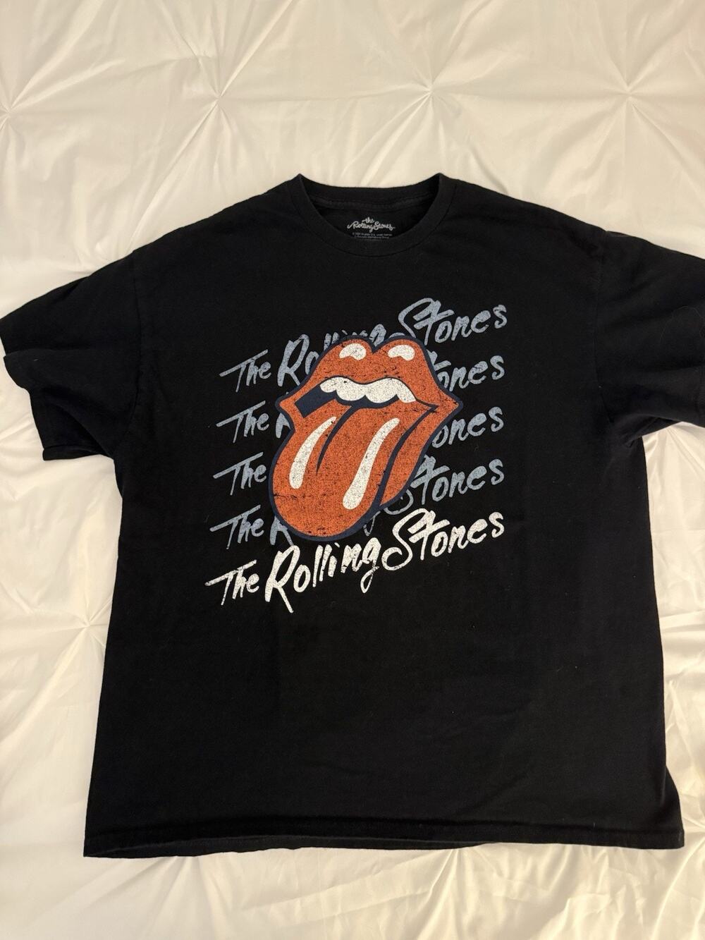 The Rolling Stones World Tour 1976 Reprint Short Sleeve Shirt Mens XL Black